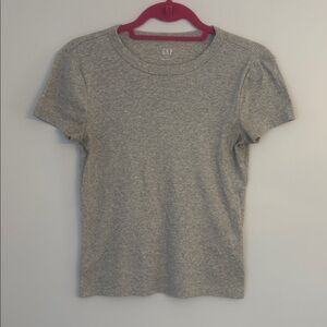 GAP Heather Gray Ribbed Crewneck Tee
